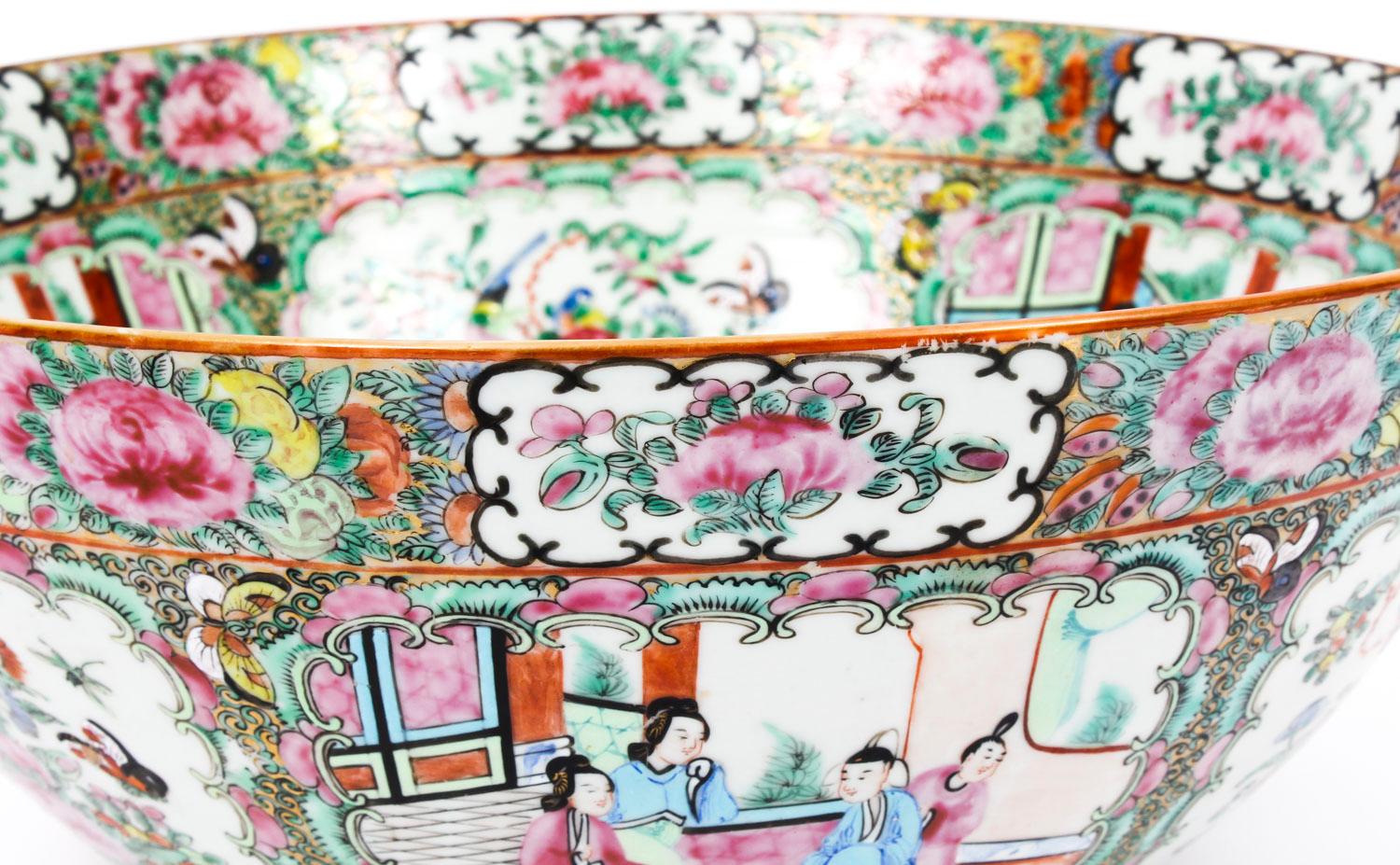 Antike große chinesische Export Canton-Famille Rose Schale:: 19 (Chinesisch)