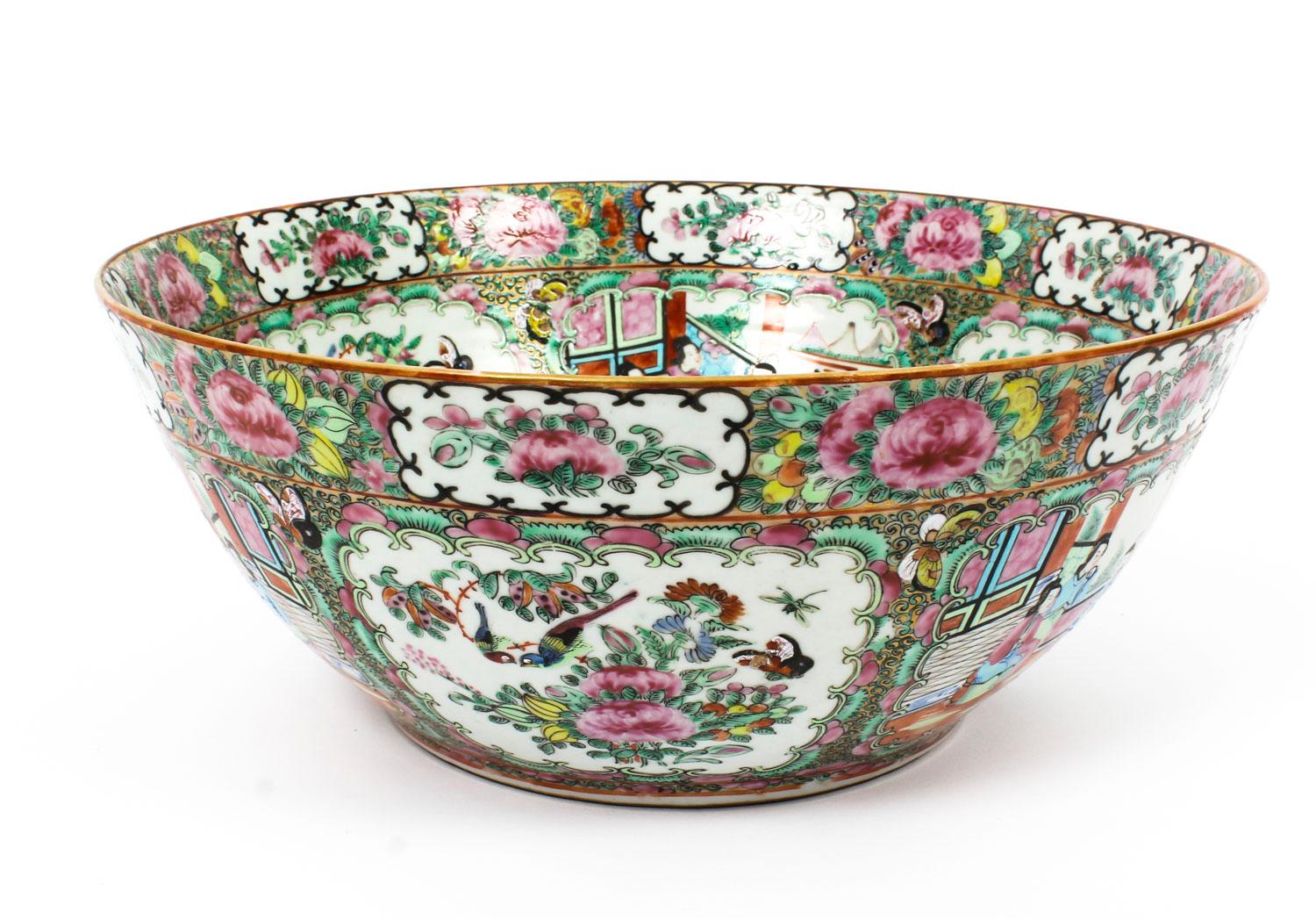 Mid-19th Century Antique Large Chinese Export Canton-Famille Rose Bowl, 19th Century
