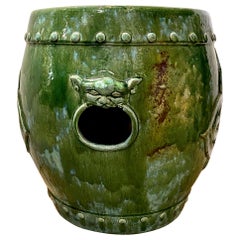 Antico grande tavolo cinese in terracotta smaltata