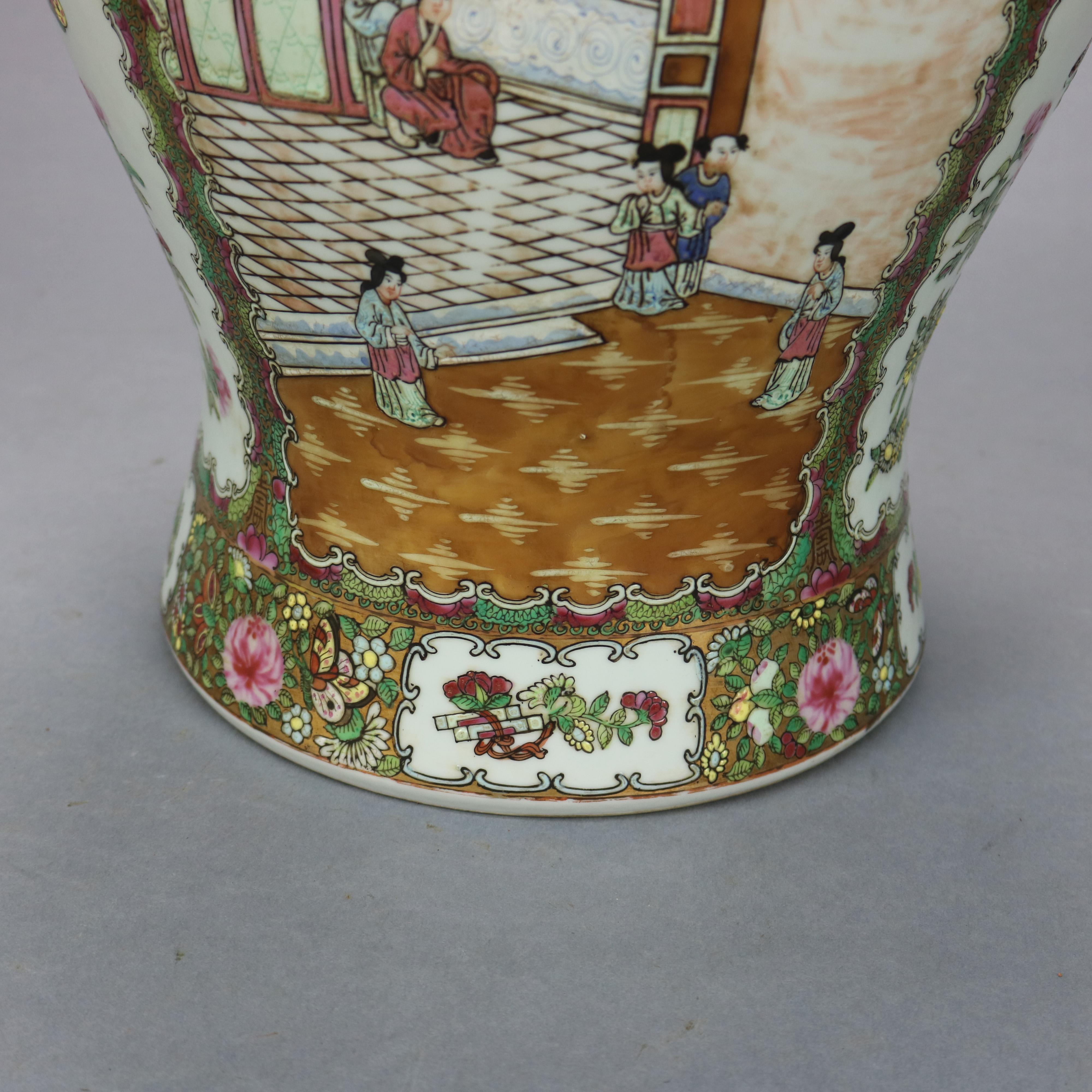 Antique Large Chinese Porcelain Enameled & Gilt Ginger Jars, Stamped, 20th C 5