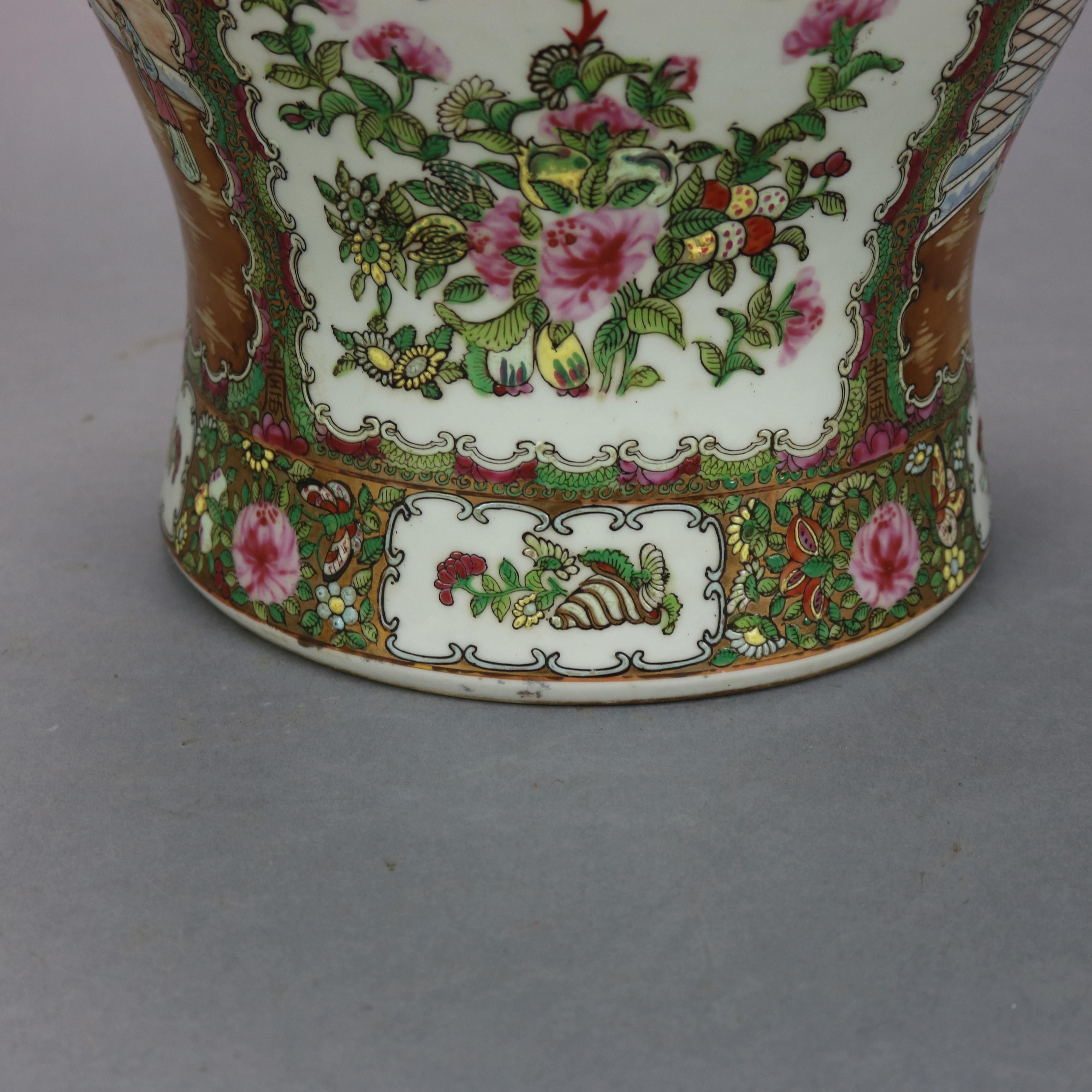 Antique Large Chinese Porcelain Enameled & Gilt Ginger Jars, Stamped, 20th C 6