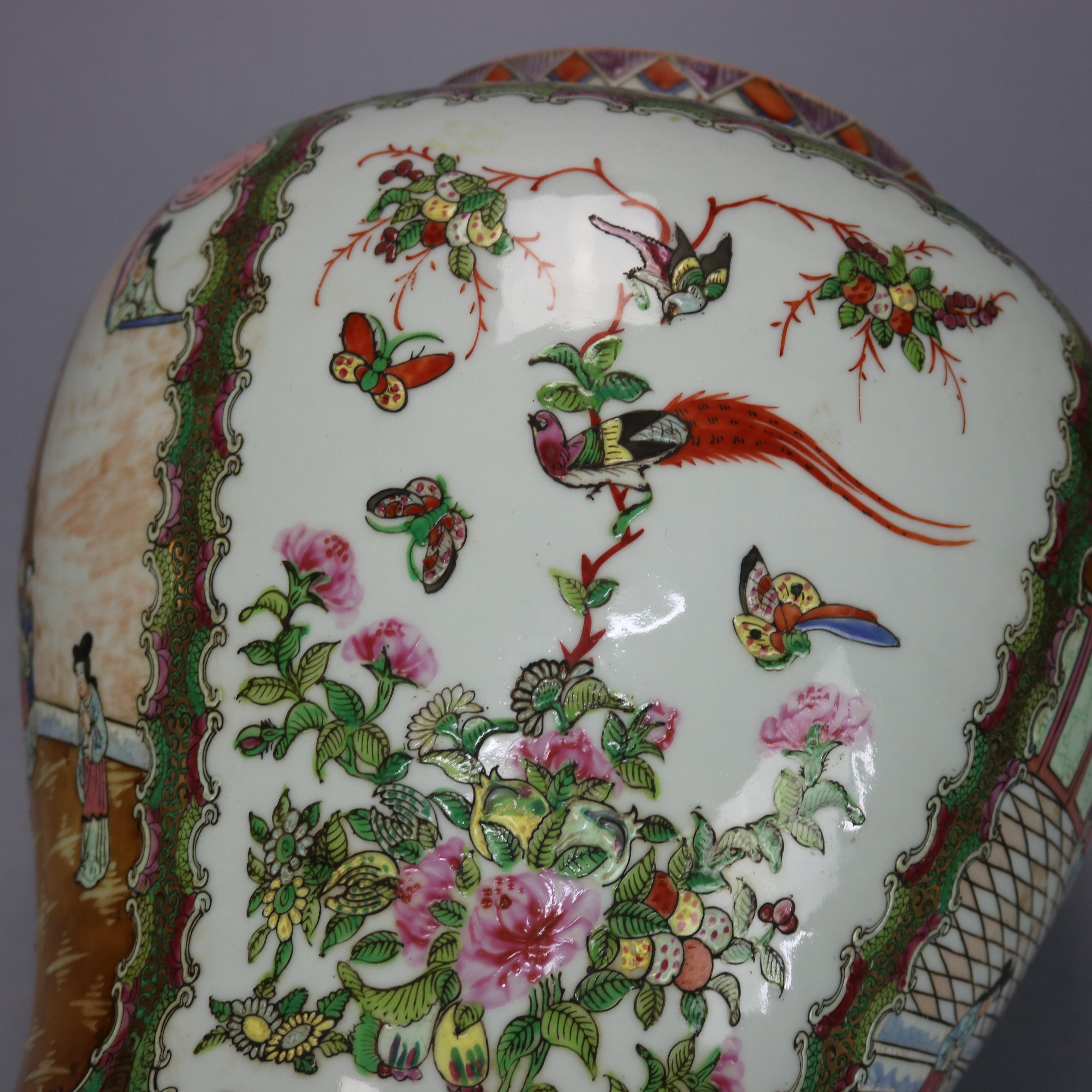 Antique Large Chinese Porcelain Enameled & Gilt Ginger Jars, Stamped, 20th C 7
