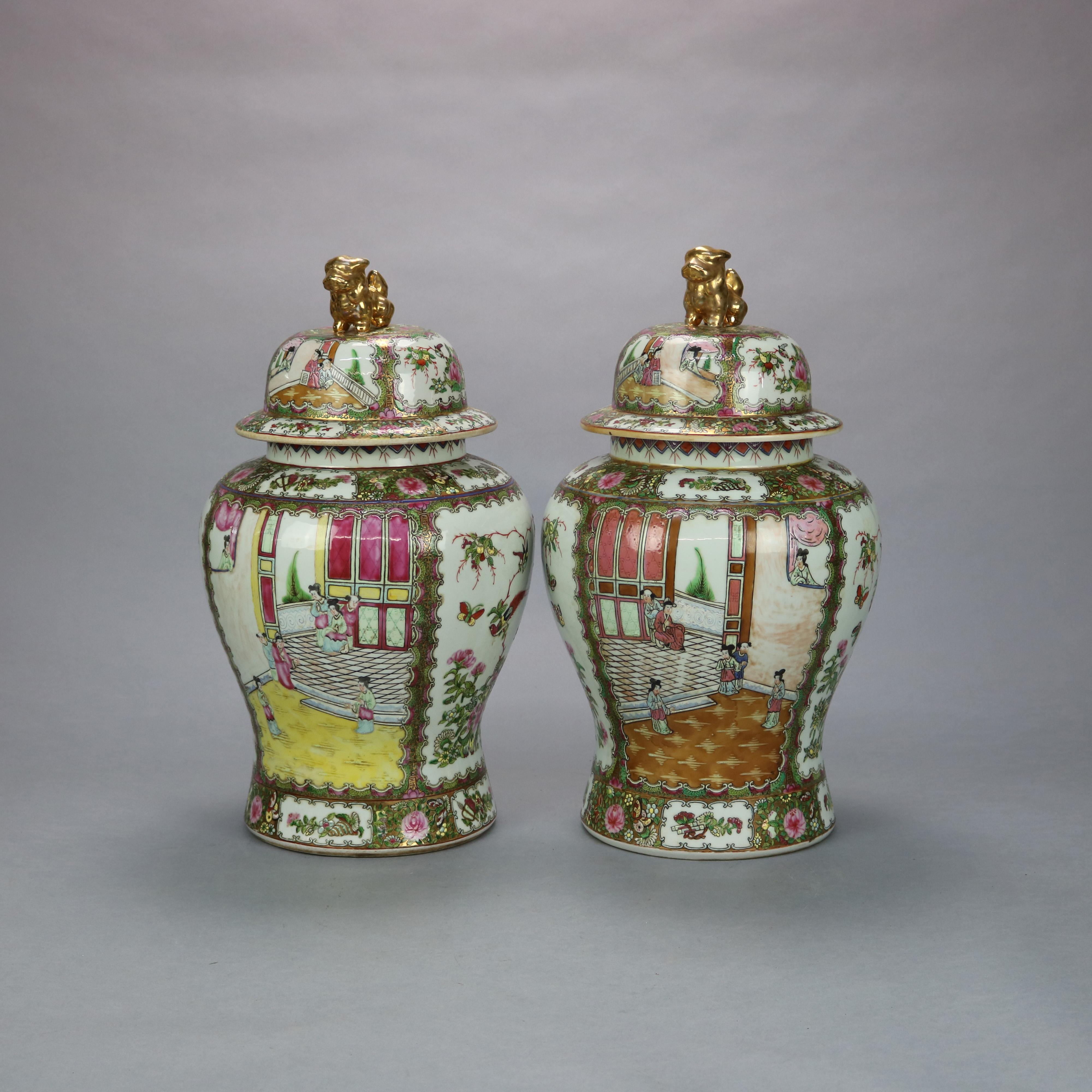 Antique Large Chinese Porcelain Enameled & Gilt Ginger Jars, Stamped, 20th C 11