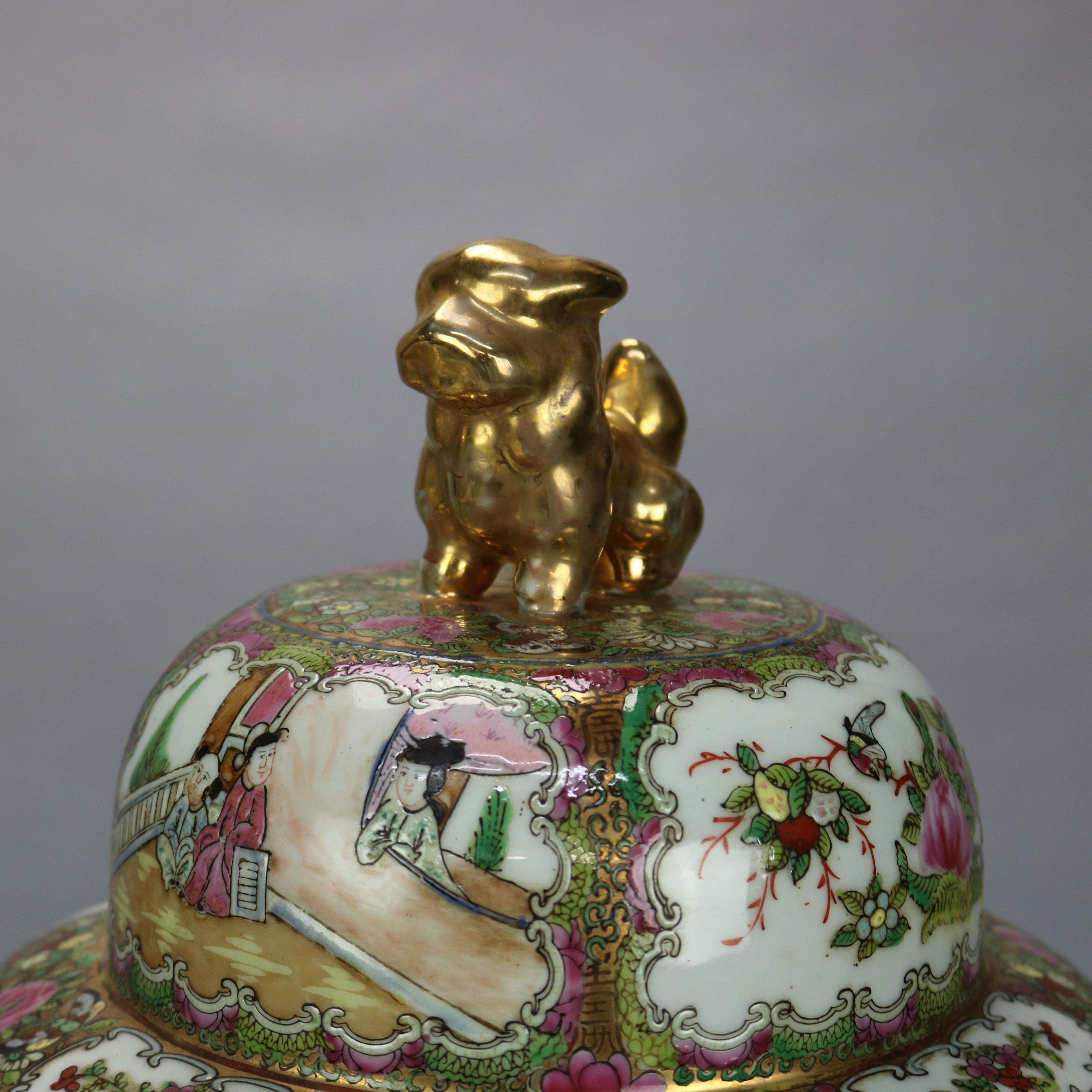 Antique Large Chinese Porcelain Enameled & Gilt Ginger Jars, Stamped, 20th C 2