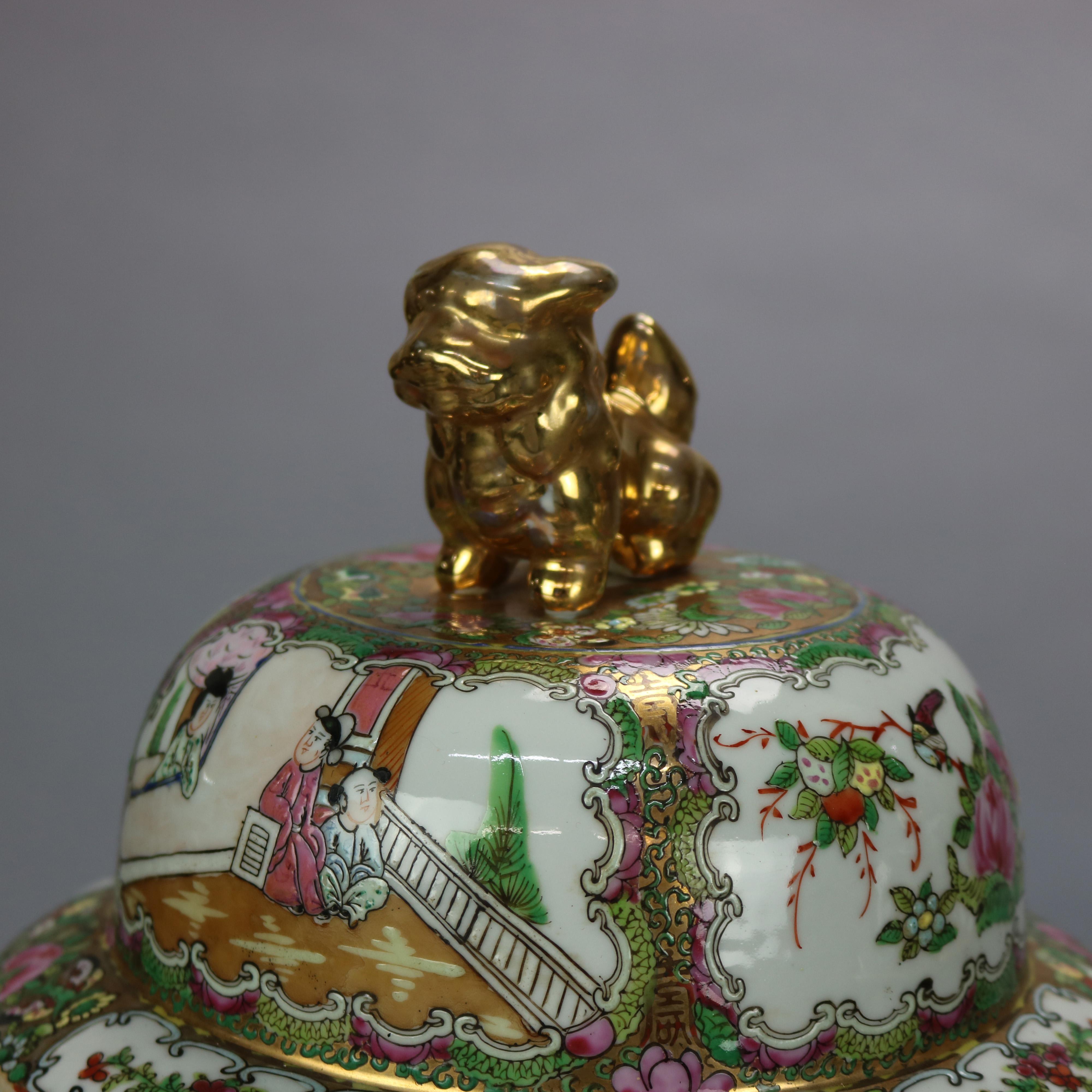 Antique Large Chinese Porcelain Enameled & Gilt Ginger Jars, Stamped, 20th C 3