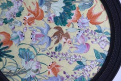 Antique large circular Chinese Republican period hand painted framed panel