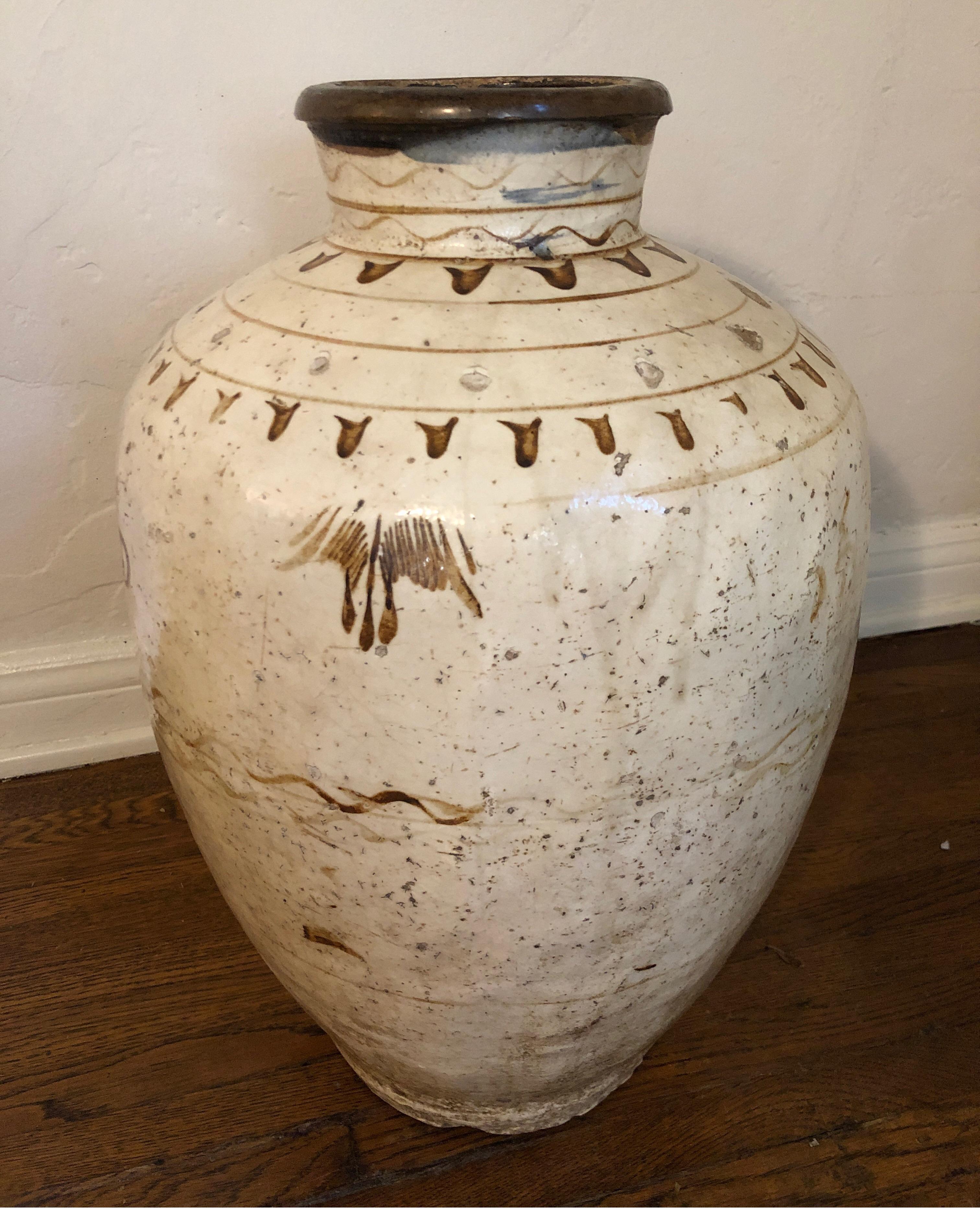 18th Century and Earlier Antique Large Cizhou Vase Stoneware Pottery/Vessel