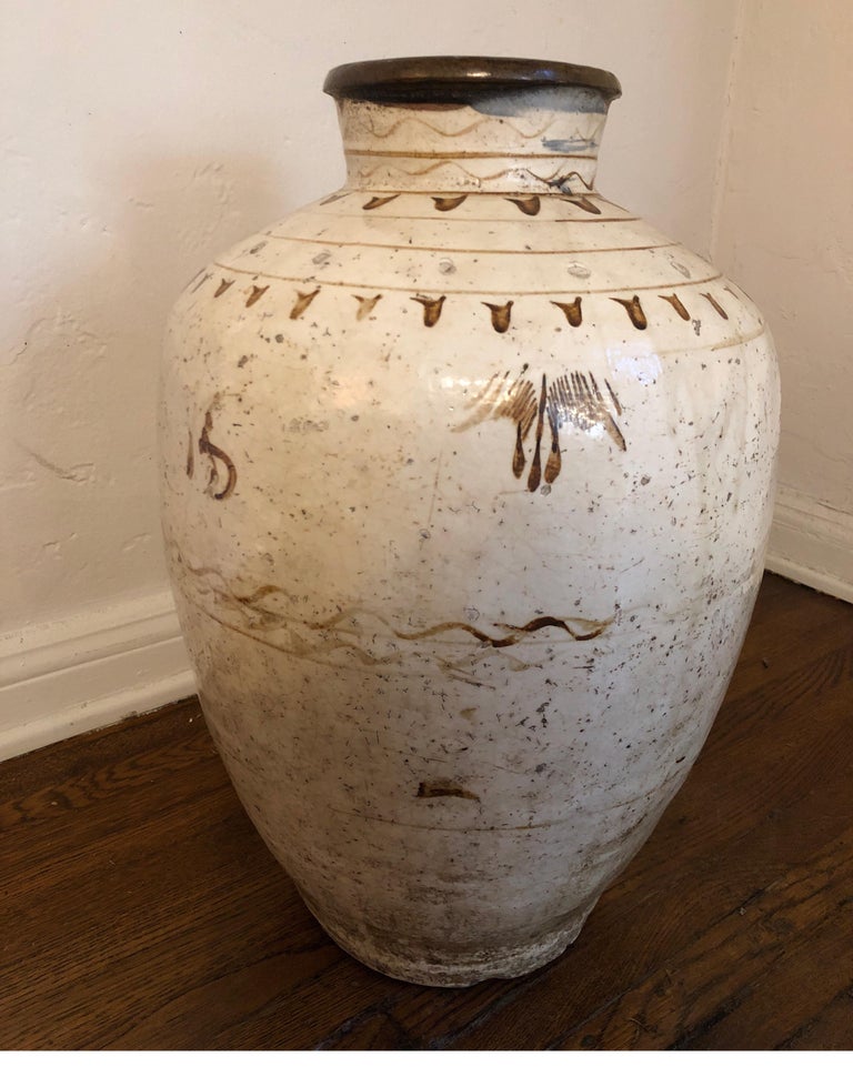 Antique Large Cizhou Vase Stoneware Pottery/Vessel at 1stDibs