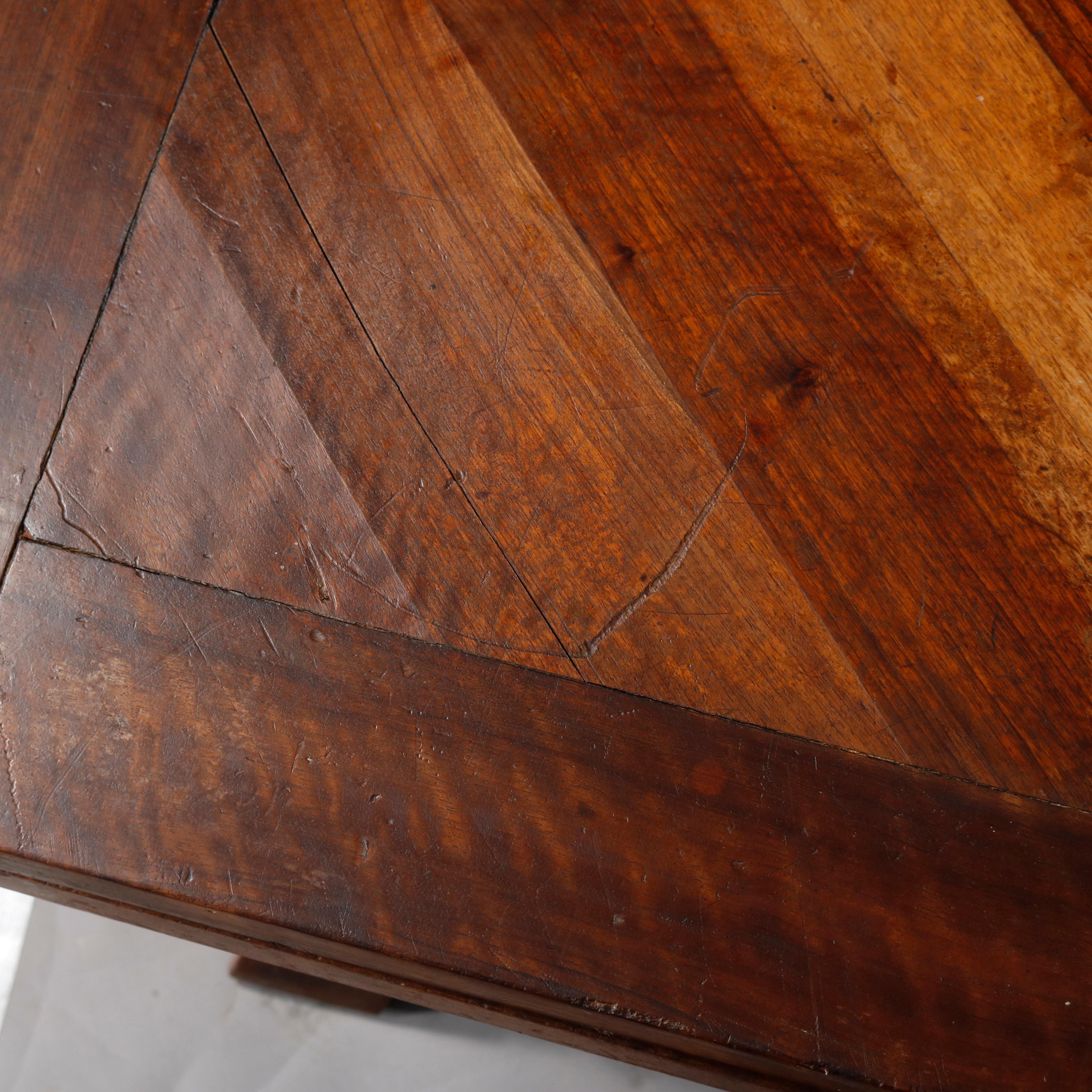 Large Continental Parquetry Inlaid Walnut Draw-Top Dining Table, circa 1900 5