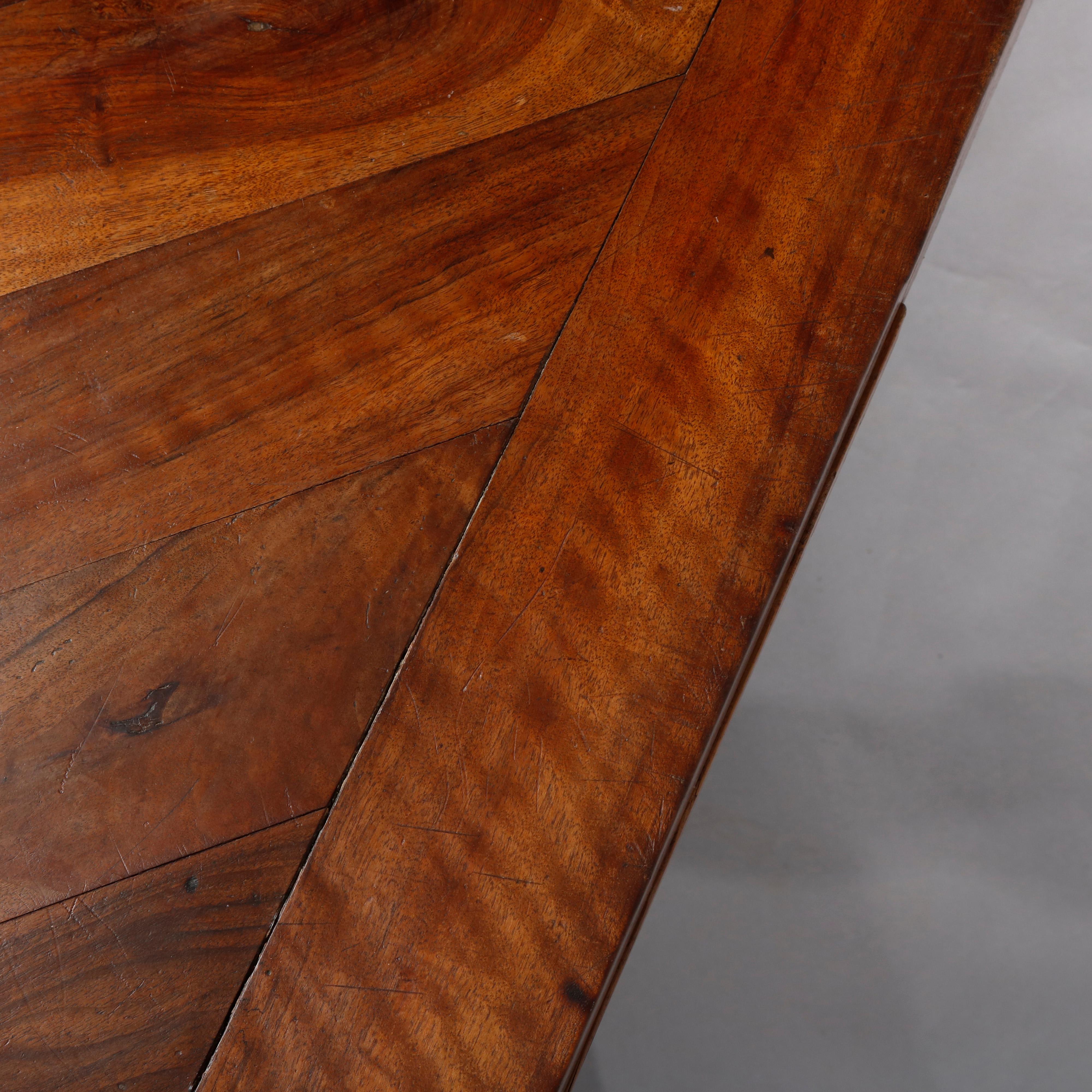 Large Continental Parquetry Inlaid Walnut Draw-Top Dining Table, circa 1900 6