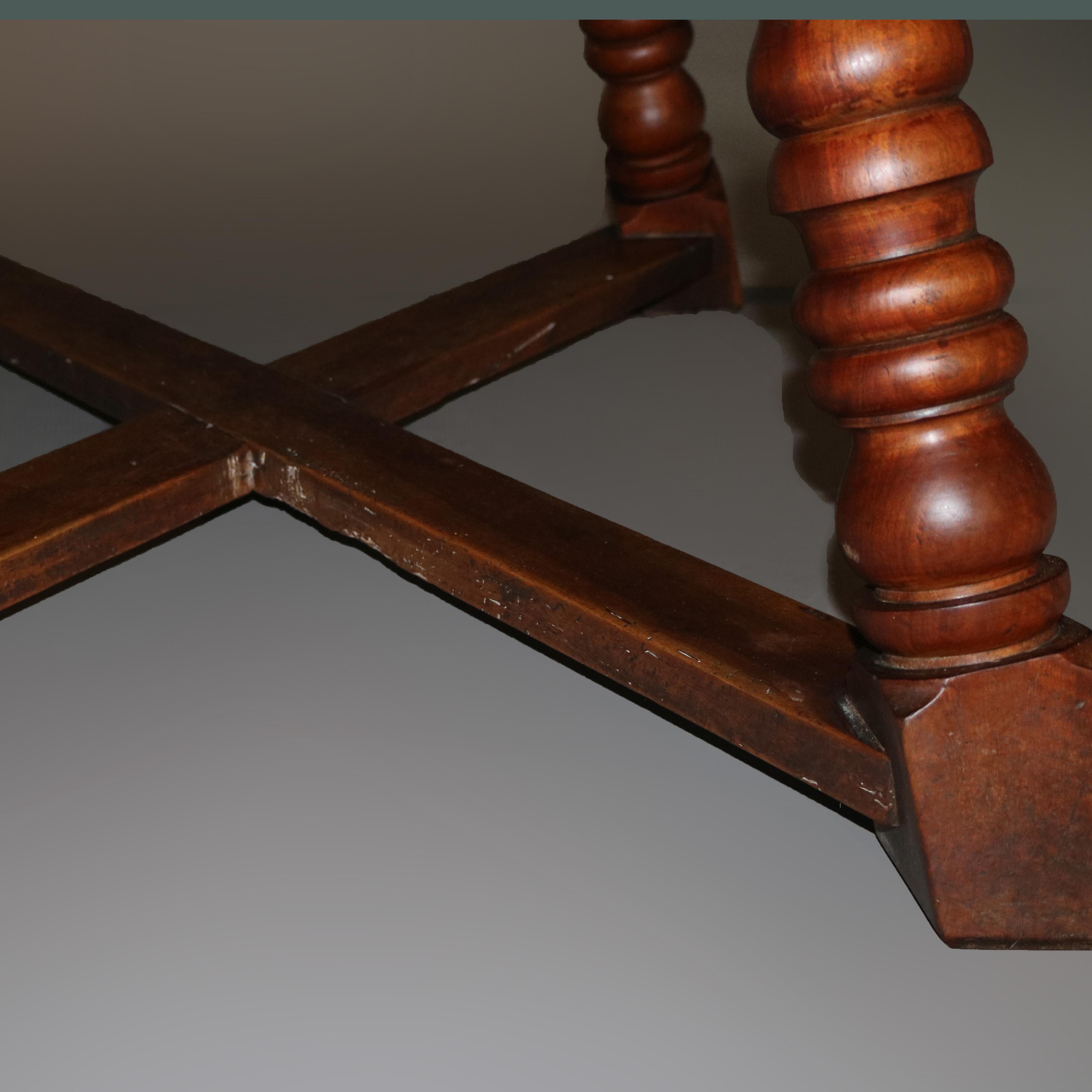 Large Continental Parquetry Inlaid Walnut Draw-Top Dining Table, circa 1900 13