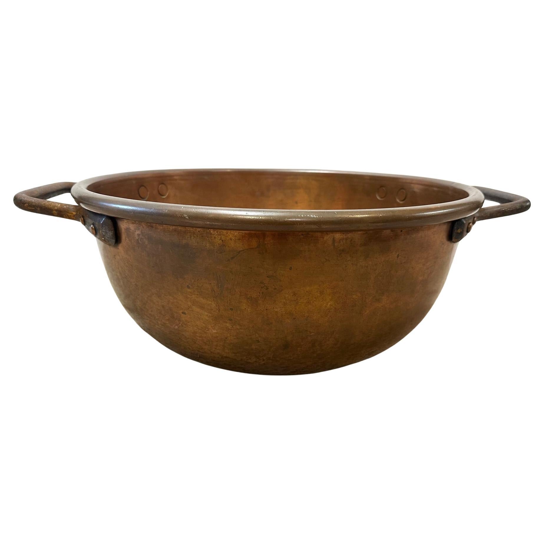 Antique Large Copper Chocolate Pot Kettle with Handles For Sale