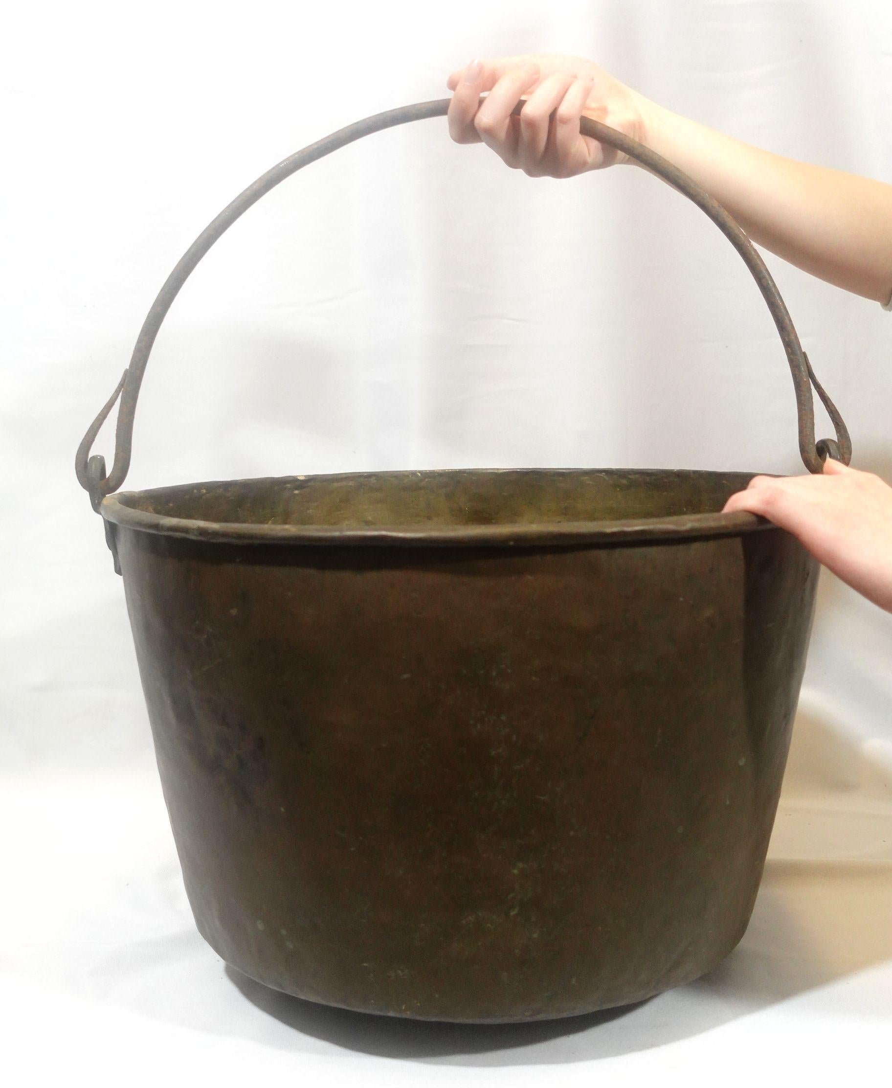 Antique Large Copper Handled Bucket and A Copper Ladle (11-CB1) For Sale 13