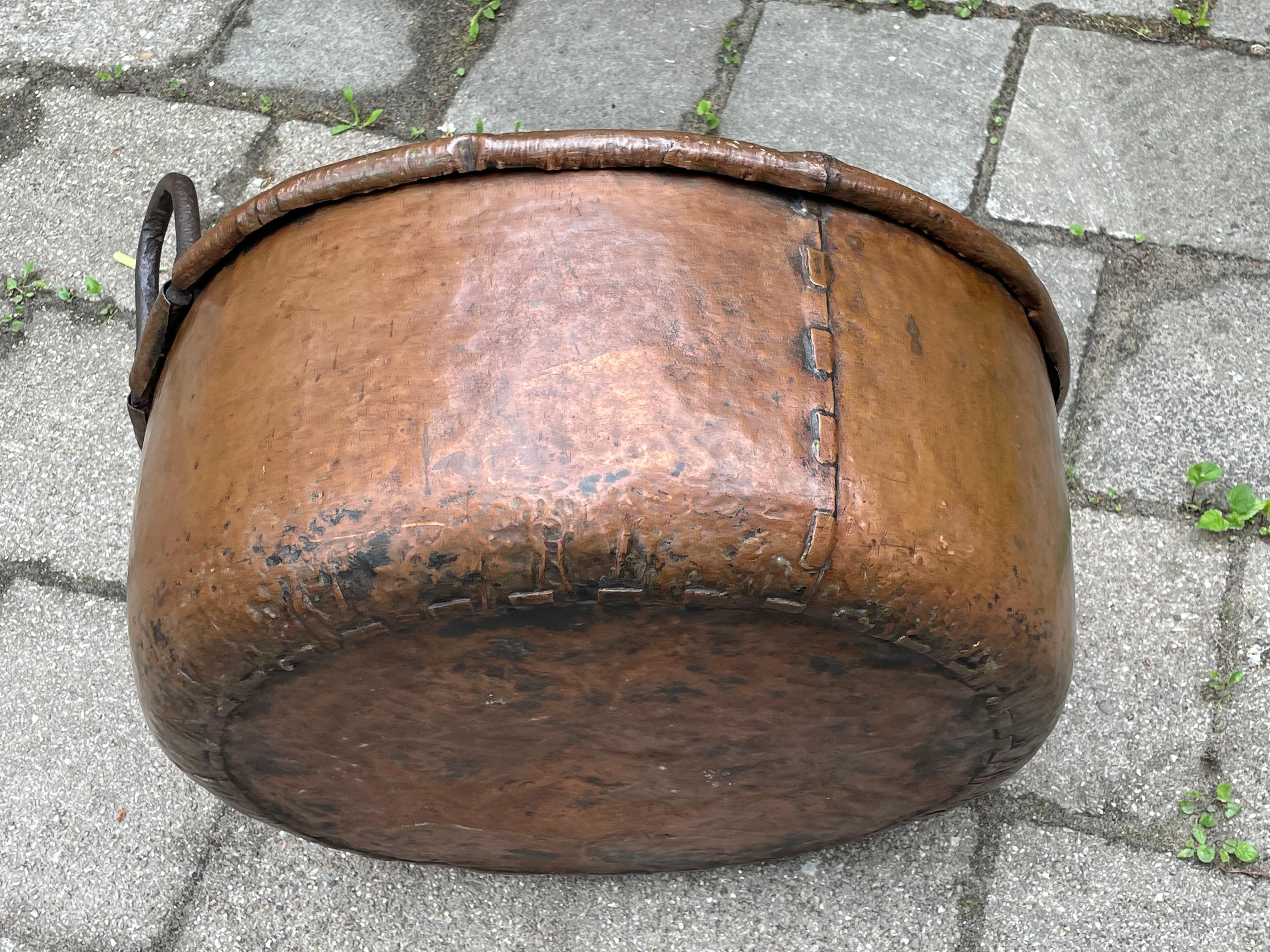 antique copper firewood holder