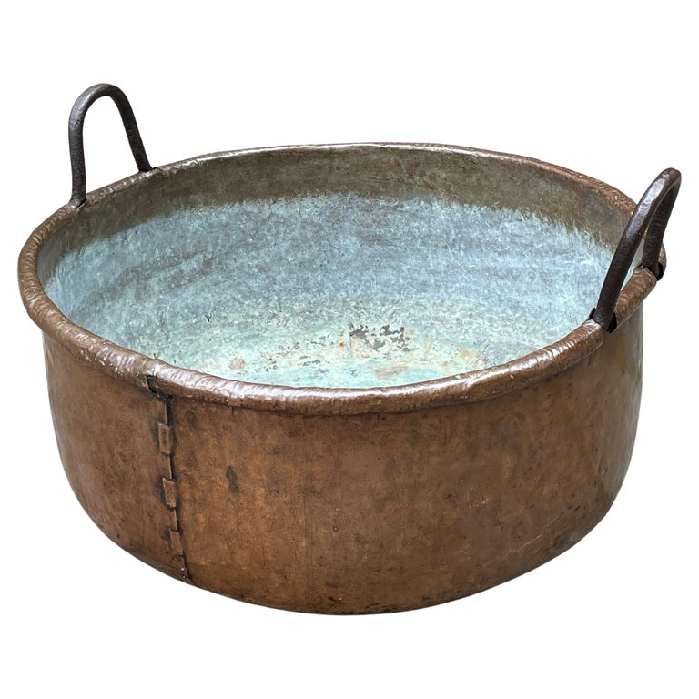 Antique, Large and Decorative Hand Hammered Copper and Iron