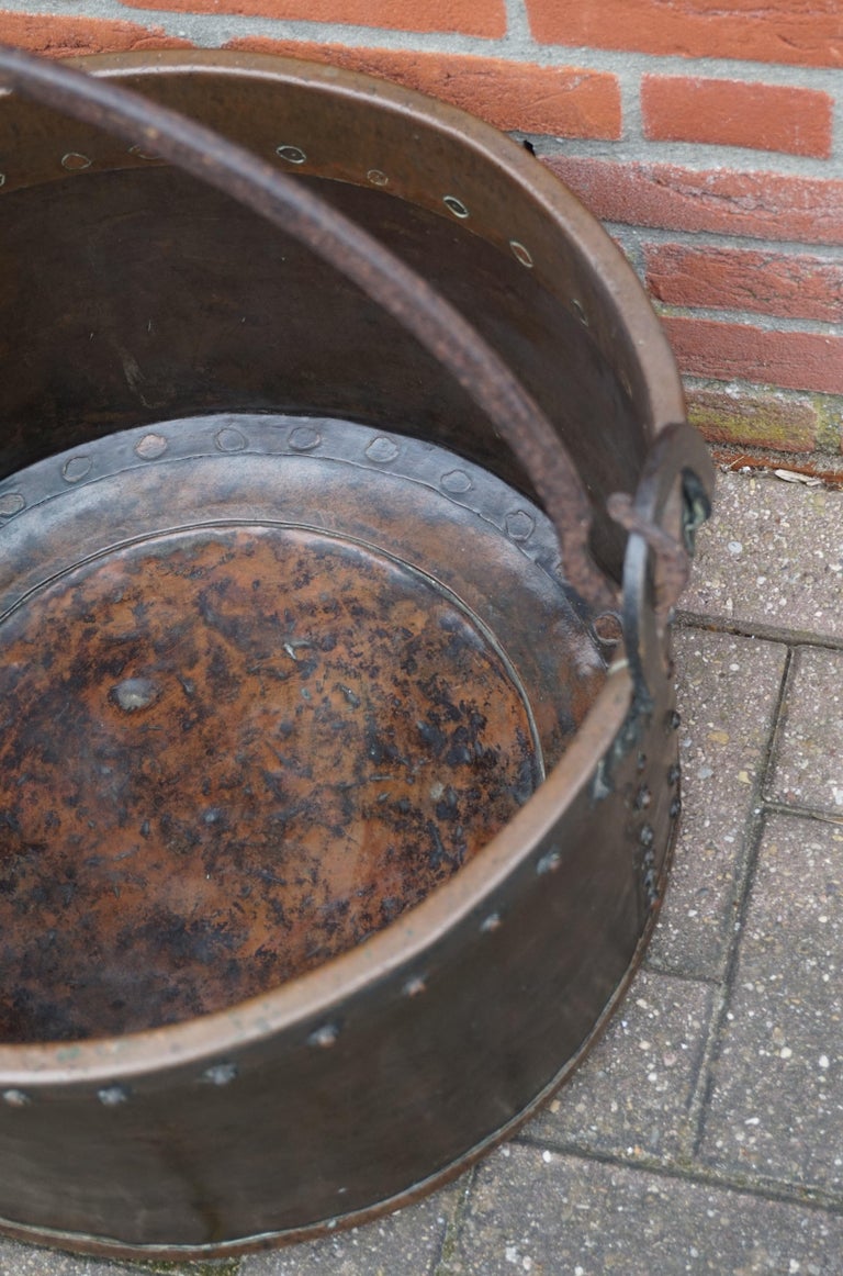 Antique, Large and Decorative Hand Hammered Copper and Iron