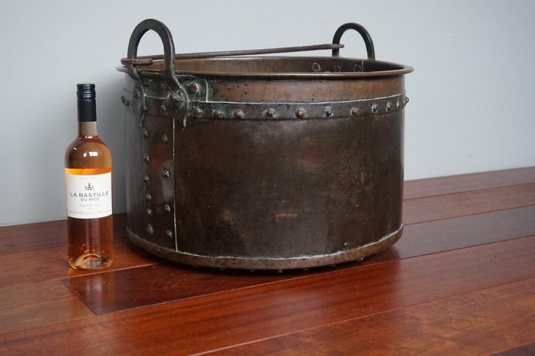 Antique, Large and Decorative Hand Hammered Copper and Iron