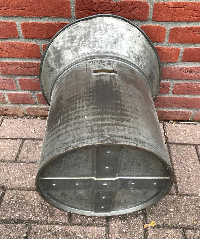 Antique, Large and Decorative Handcrafted Wrought Iron Firewood Bucket