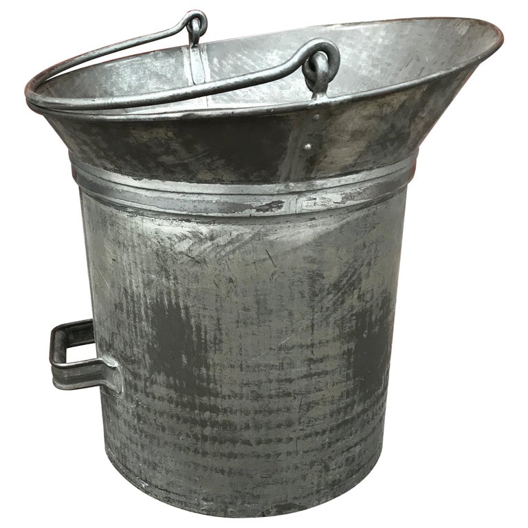 Antique, Large and Decorative Handcrafted Wrought Iron Firewood Bucket