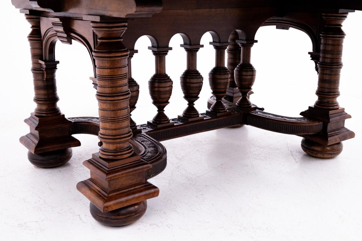 Antique, large dining table with chairs, Western Europe. 5