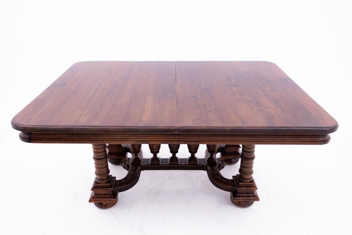 Antique, large dining table with chairs, Western Europe. 1