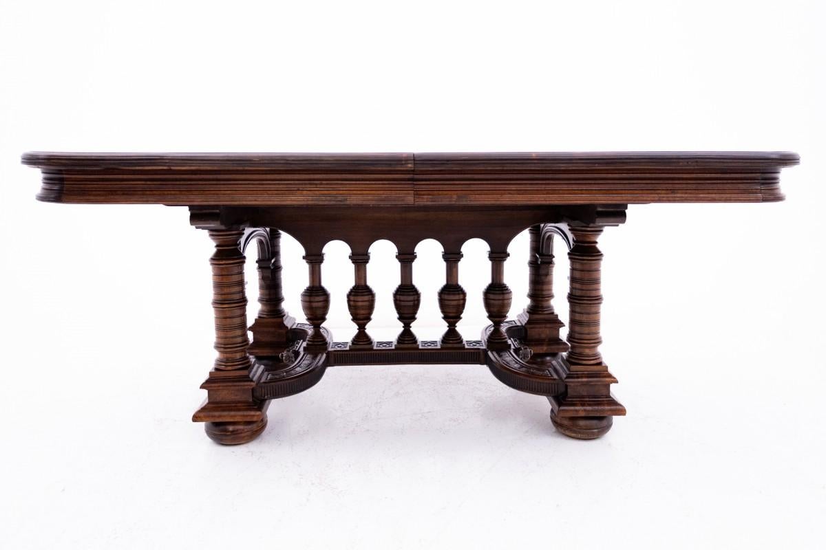 Antique, large dining table with chairs, Western Europe. 2