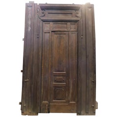 Puerta Grande Antigua de Madera de Nogal Marrón, Puerta Interior Pequeña, 1800, Italia