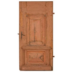 Antique Large Door with Heavy Paneling and Original Painted Finish