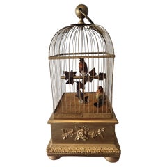 Antique large double singing bird-in-cage, by Bontems