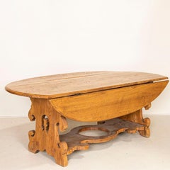 Antique Large Drop-Leaf Dining Table wth Carved Base from Germany
