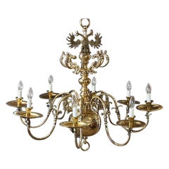 Antique Large Dutch Antique Cast Bronze Country House Chandelier, circa 1910