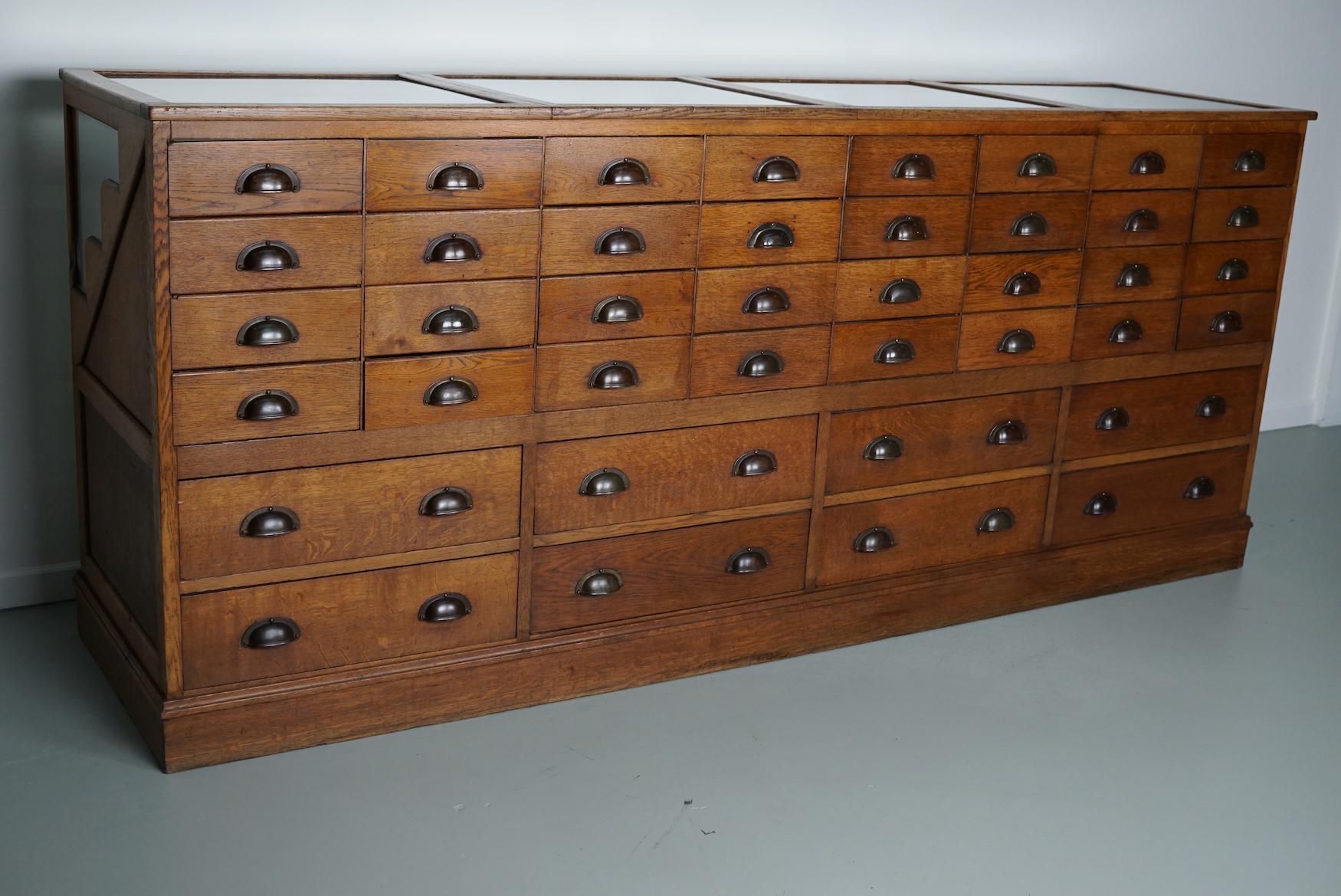 Antique Large Dutch Oak & Glass Shop Counter Cabinet / Vitrine, circa 1920-1930s 4