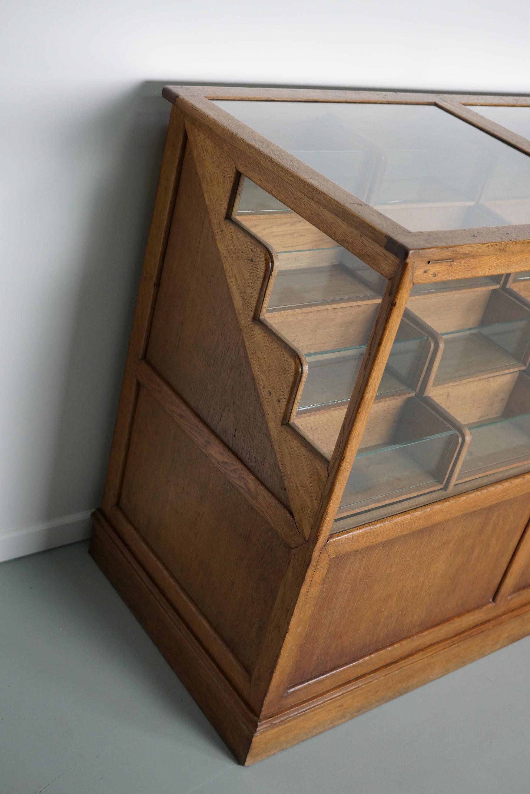 Antique Large Dutch Oak & Glass Shop Counter Cabinet / Vitrine, circa 1920-1930s 10