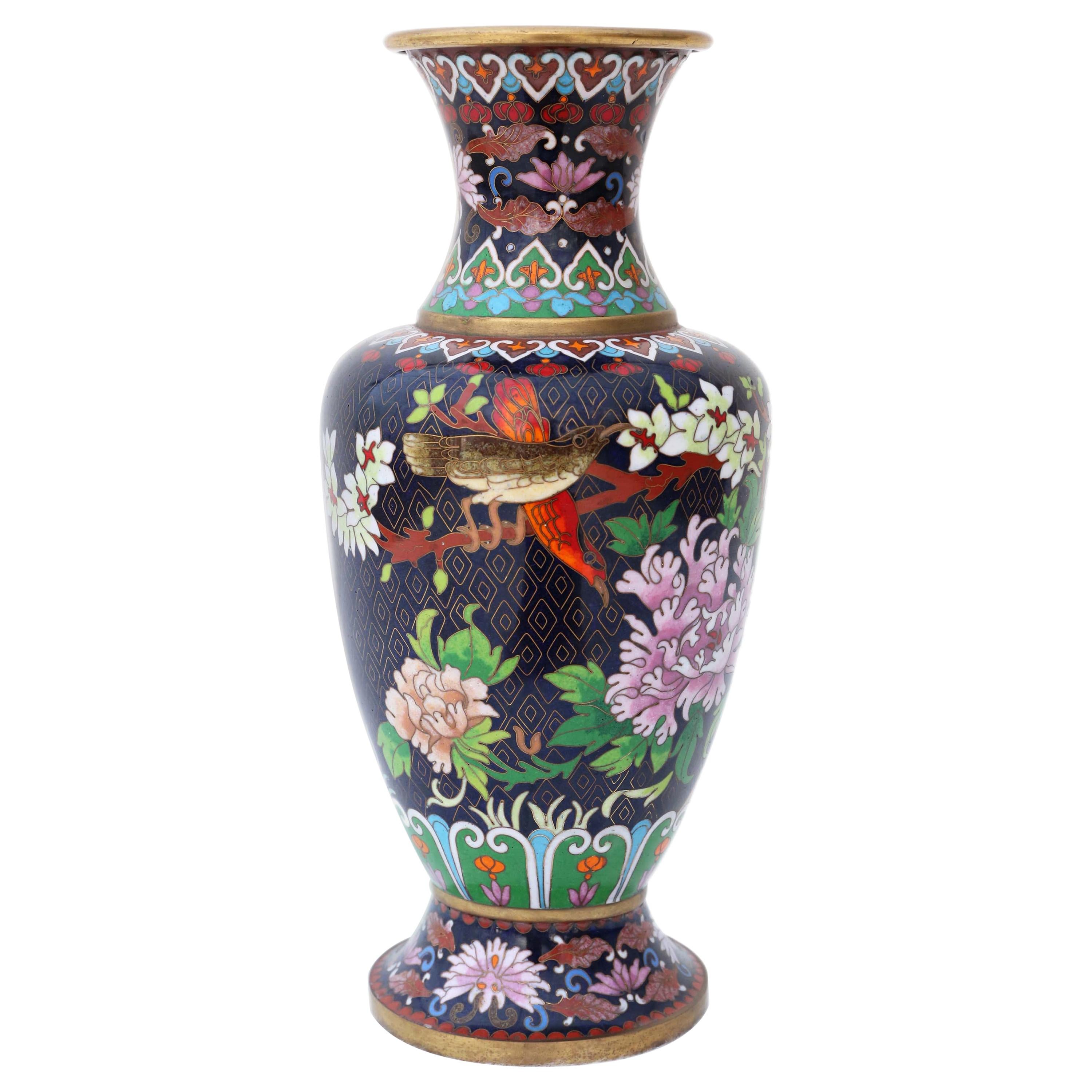 Antique Large Early 20th Century Oriental Cloisonné Vase