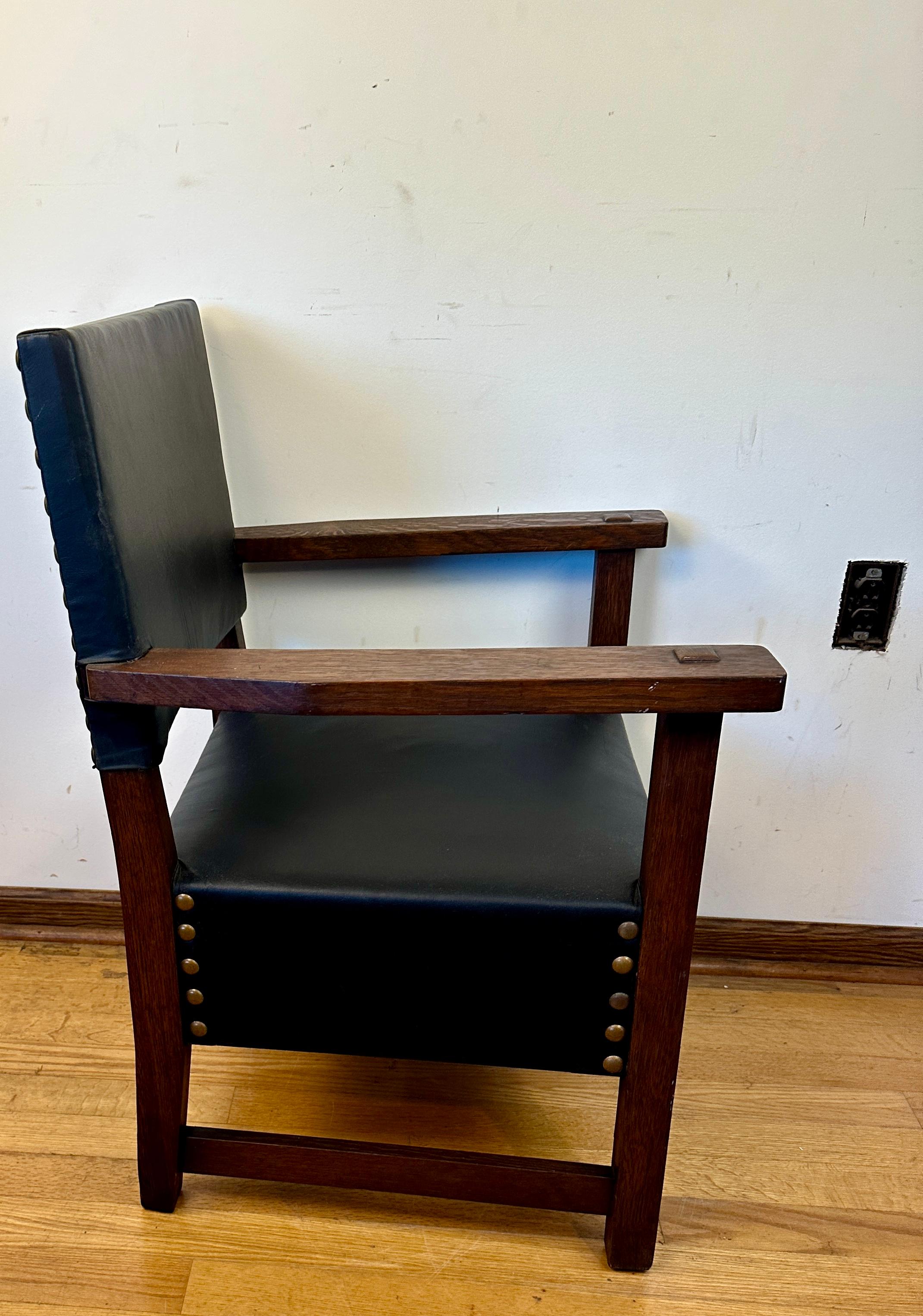 Ancienne chaise Stickley LG Early L&JG avec assise en cuir, modèle n°388    MUST SELL en vente 7