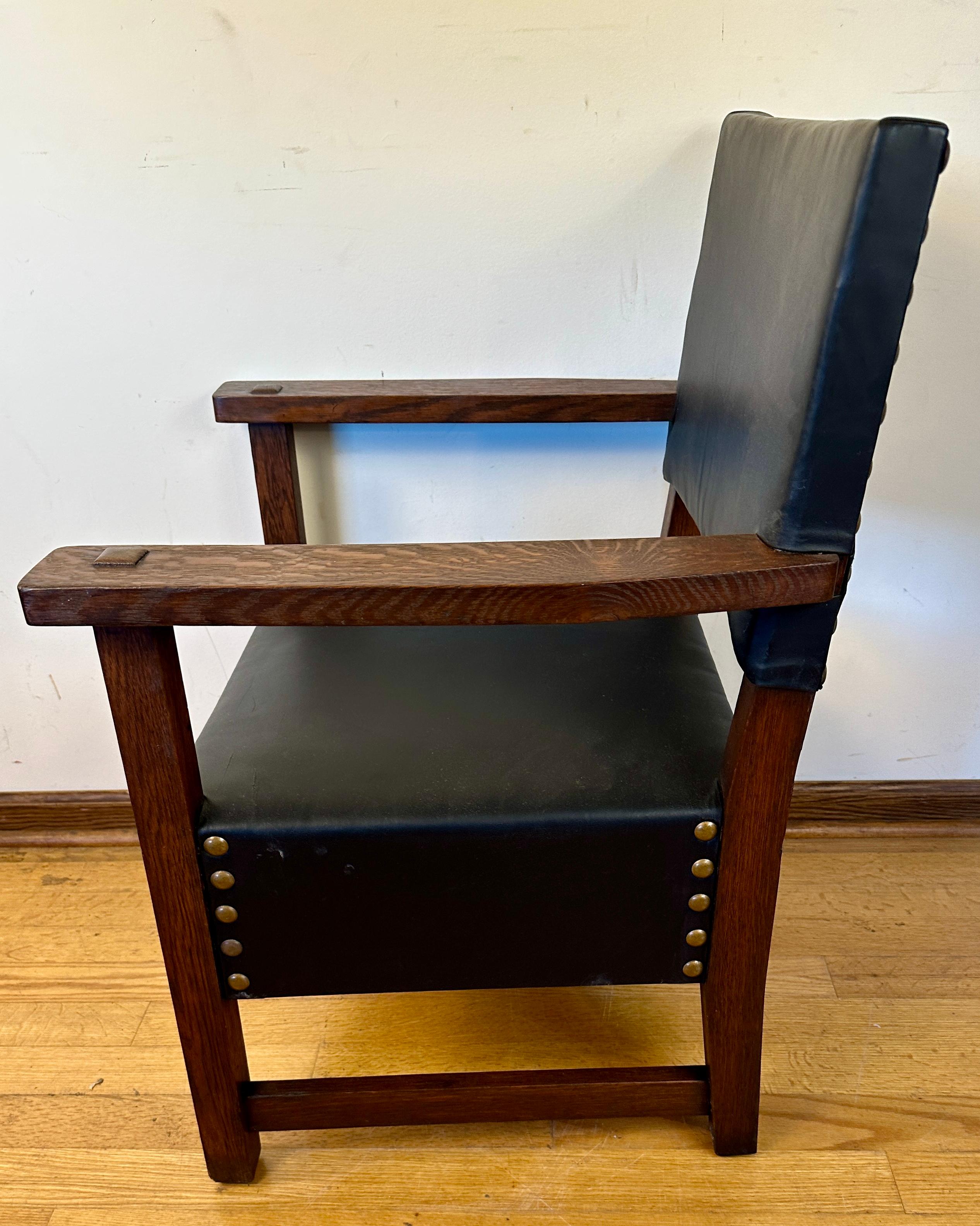 Ancienne chaise Stickley LG Early L&JG avec assise en cuir, modèle n°388    MUST SELL en vente 8