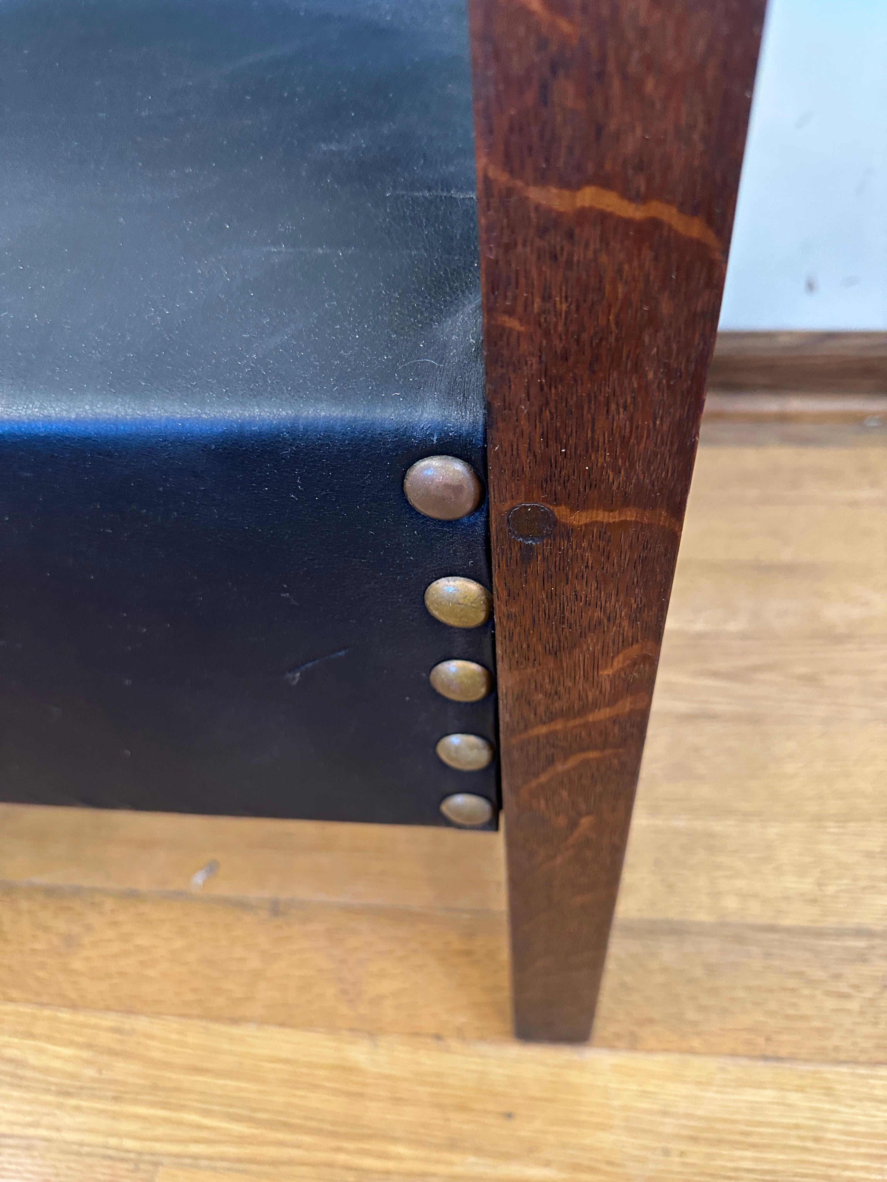 Ancienne chaise Stickley LG Early L&JG avec assise en cuir, modèle n°388    MUST SELL en vente 5