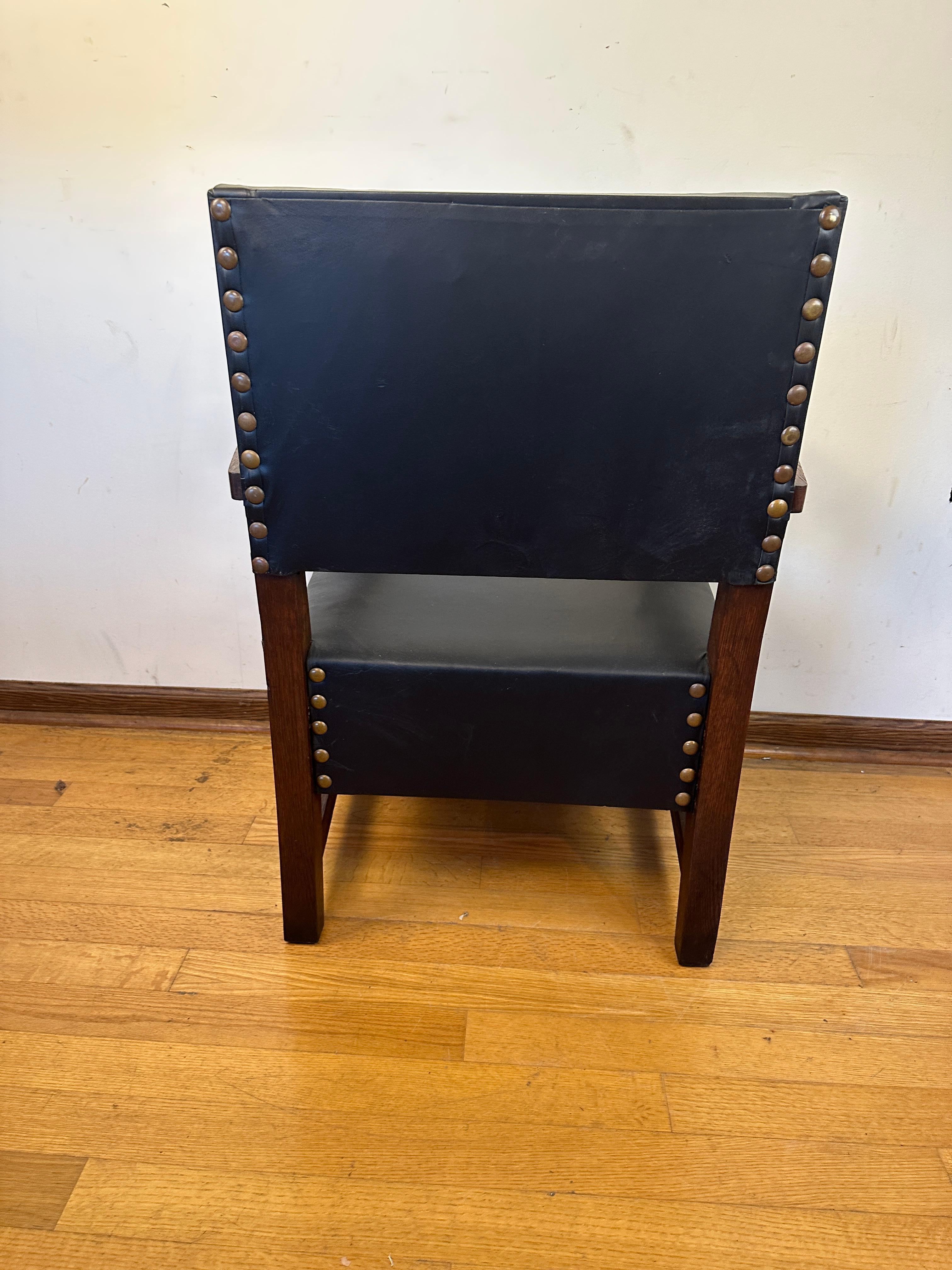 Cuir Ancienne chaise Stickley LG Early L&JG avec assise en cuir, modèle n°388    MUST SELL en vente