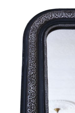 Antique Large Ebonised Silver Gilt Wall Mirror Overmantle Late 19th Century