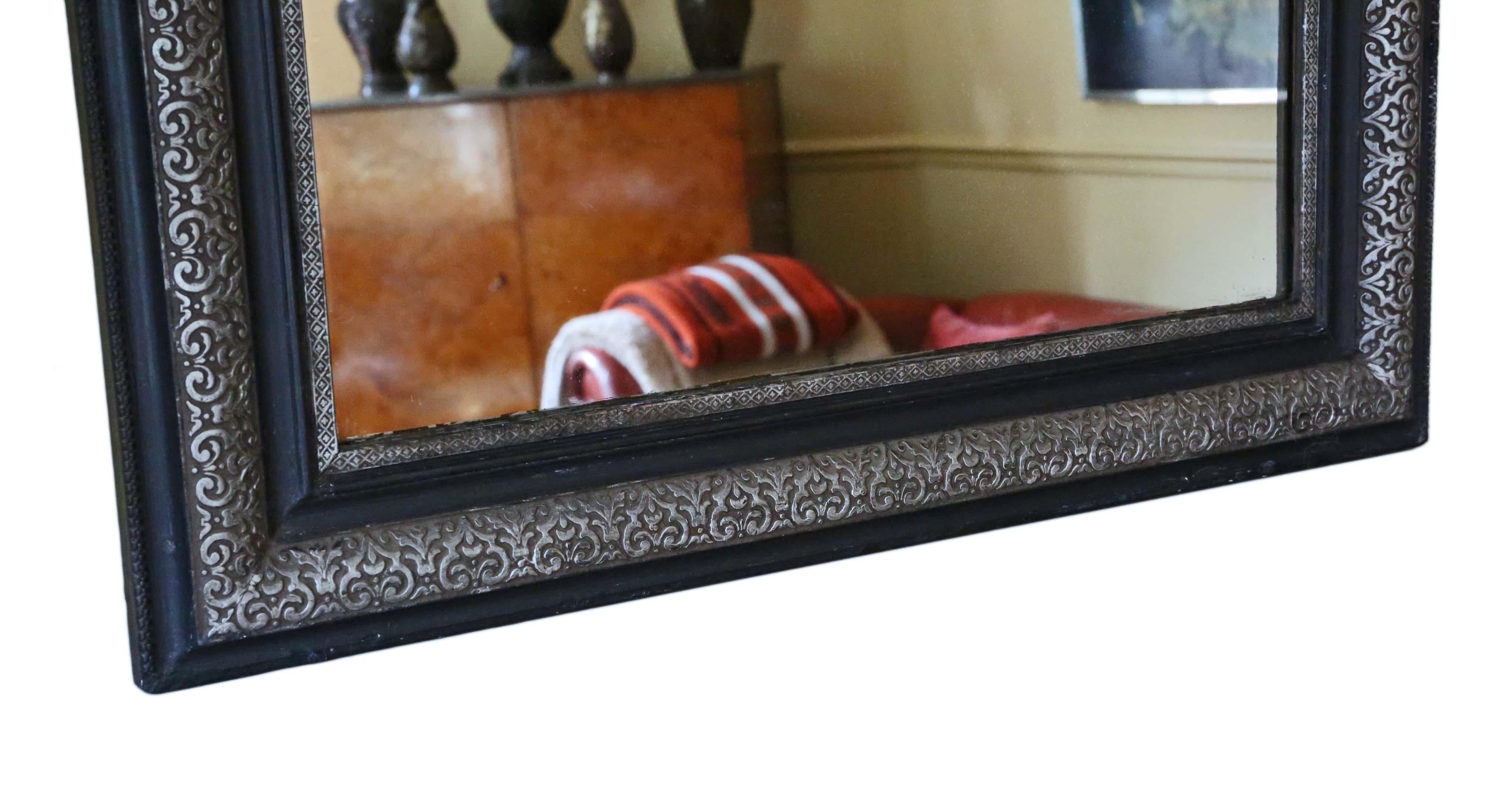 Antique Large Ebonised Silver Gilt Wall Mirror Overmantle Late 19th Century For Sale 2