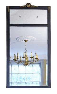 Antique Large Ebonised Wall Mirror Overmantle