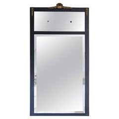 Antique Large Ebonised Wall Mirror Overmantle