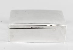 Antique Large Edwardian Sterling Silver Cigar Card Box Casket, 1910