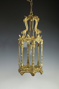 Antique Large Elegant Gilt Hallway Lantern