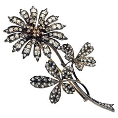 Spilla antica in oro con diamante En Tremblant di grandi dimensioni