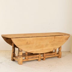 Antique Large English Oak Drop Leaf Dining Table