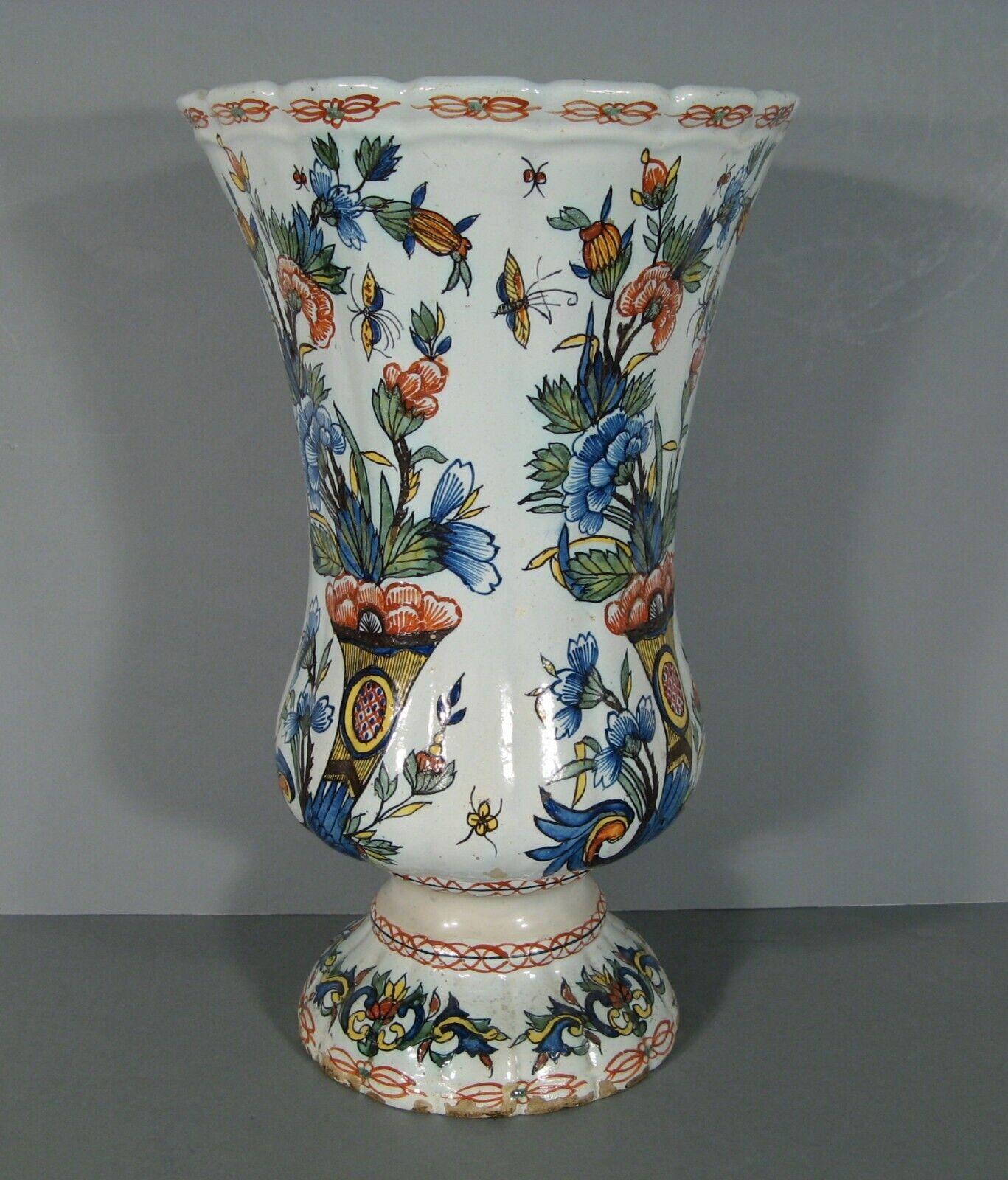 French Antique Large Faience Vase 