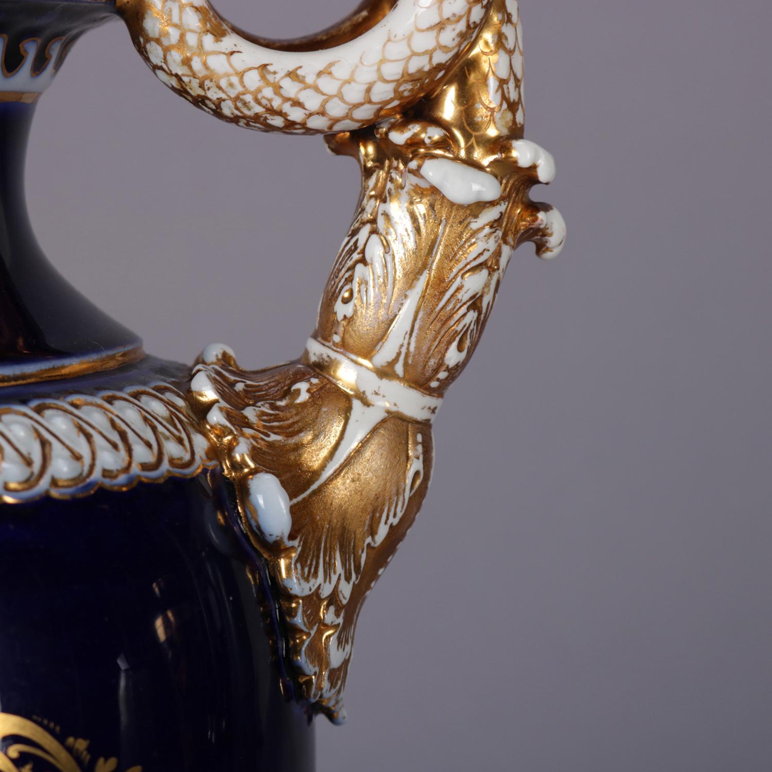 Antique Large Figural French Sèvres Porcelain Urn with Serpent Handles 5