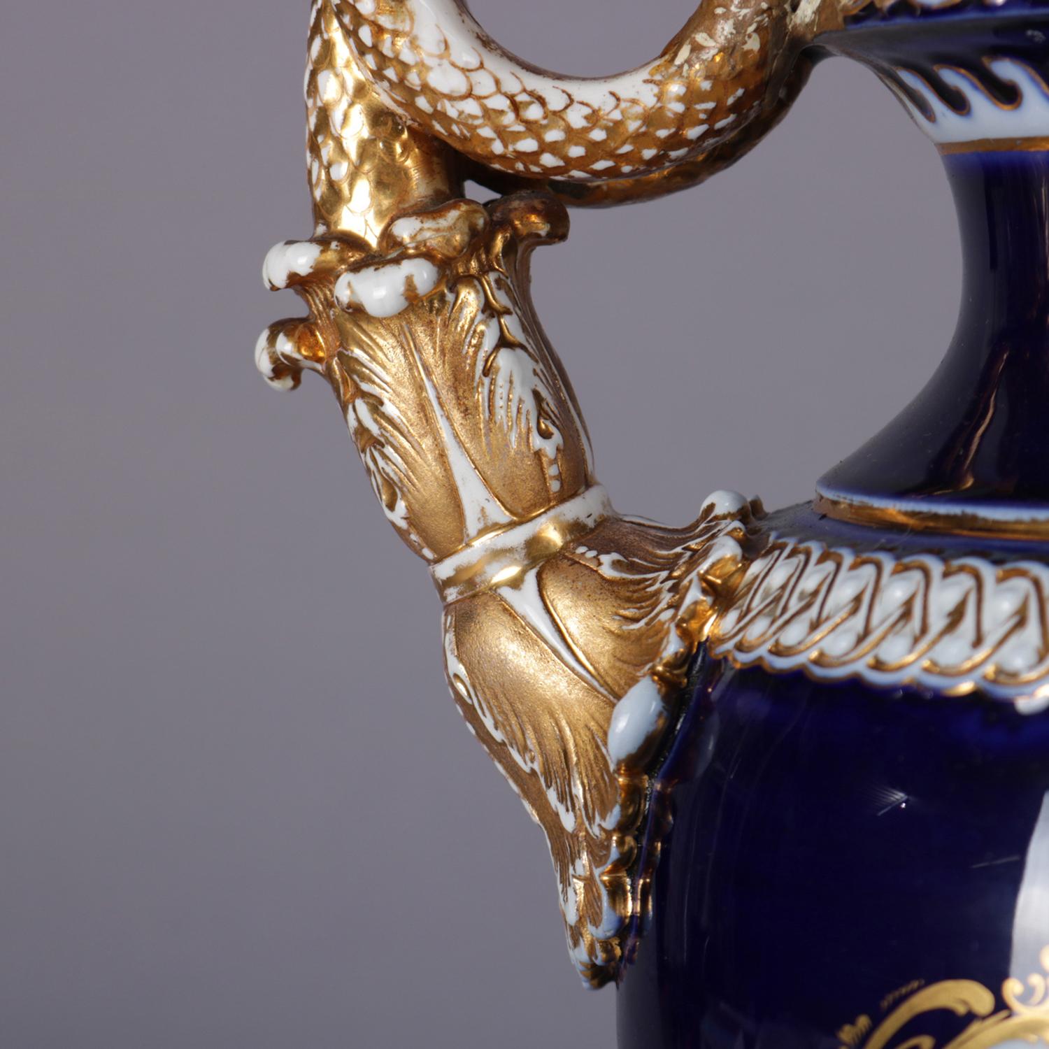 Antique Large Figural French Sèvres Porcelain Urn with Serpent Handles 4