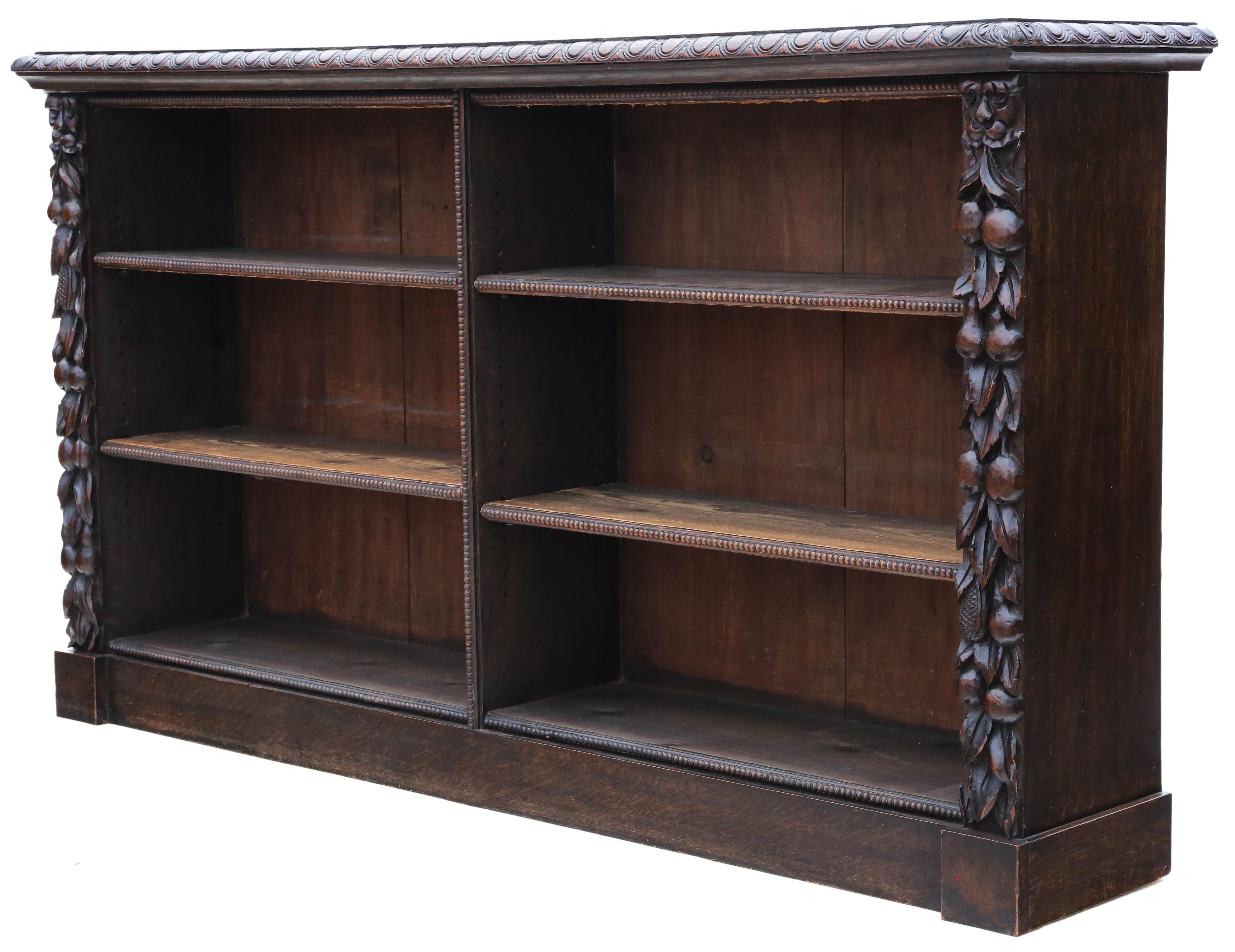 Antique large fine quality 19th Century carved oak bookcase C1895 For Sale 1